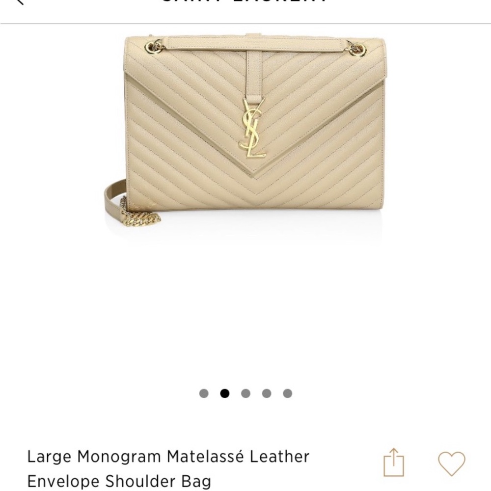 YSL Large Monogram Matelasse Shoulder Bag Nude Powder